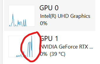 Screenshot of GPU usage, showing the correct GPU being used